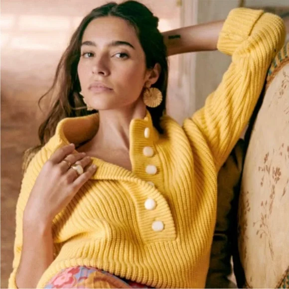 Sezane Lucas Jumper in Yellow Size S - Picture 1 of 5